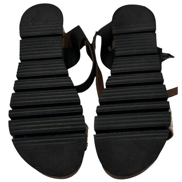 Made in Spain Leather Black/Gold Sandals TakeMe Size 41Womens Cushioned Insoles - Picture 5 of 12